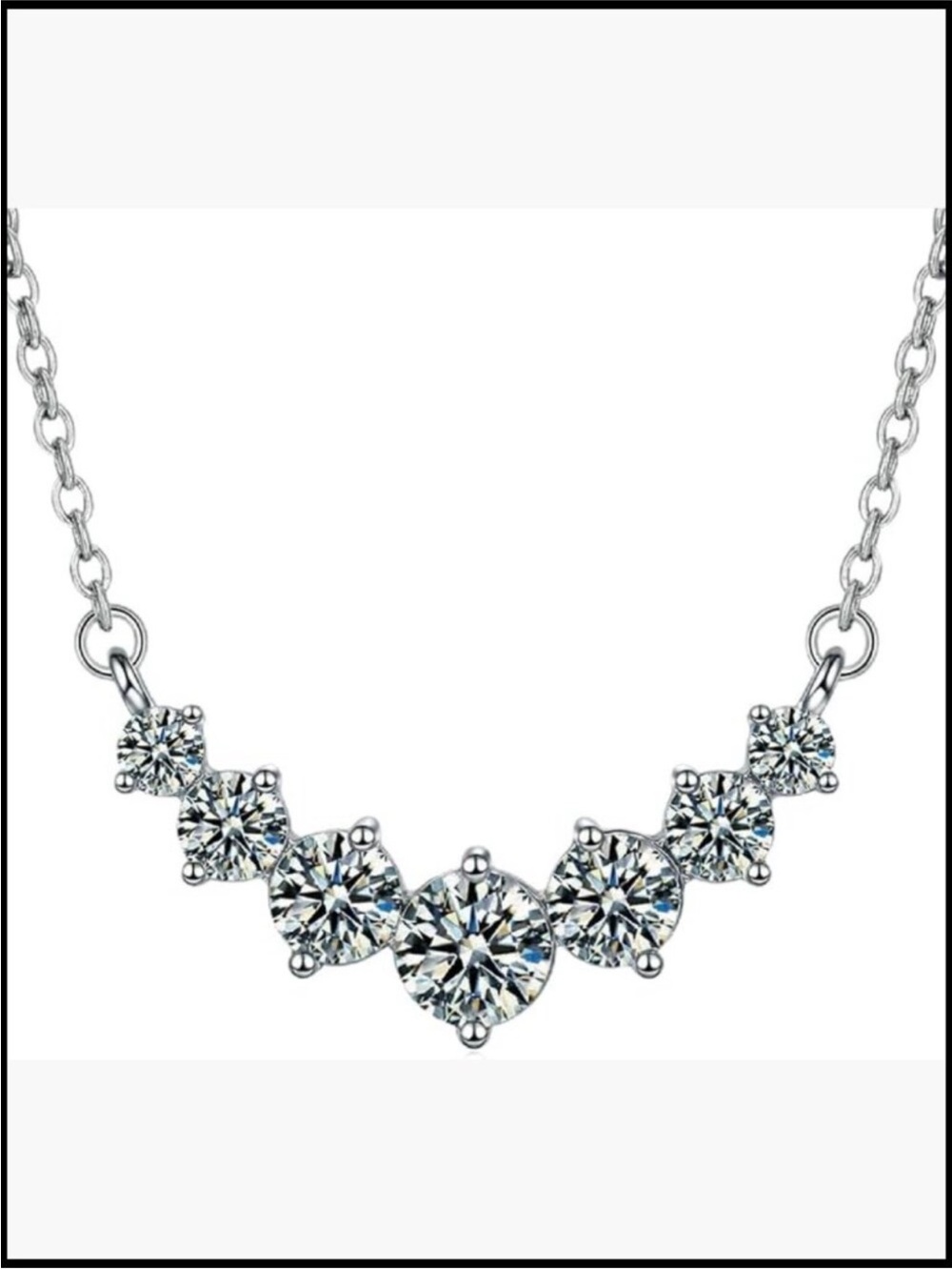 2.8ct Moissanite 7-Stone Smile Pendant Necklace D Color VVS1 Adjustable